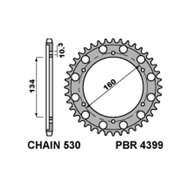 PBR ZĘBATKA TYLNA 4399 43 C45 CBR 900 RR`00-03, CBR 1000RR`06-15 (JTR1306.43) (ŁAŃC. 530) (+1)